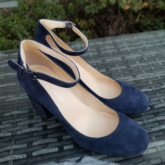 Ivanka Trump Shoes - Ivanka Trump Blue Suede Block Heels